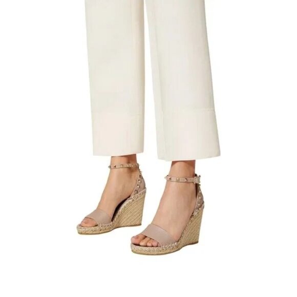 Valentino Garavani Women's Studded Ankle Strap Espadrille Wedge Sandals - Picture 4 of 5